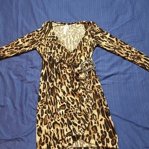 Leopard long sleeves mini dress